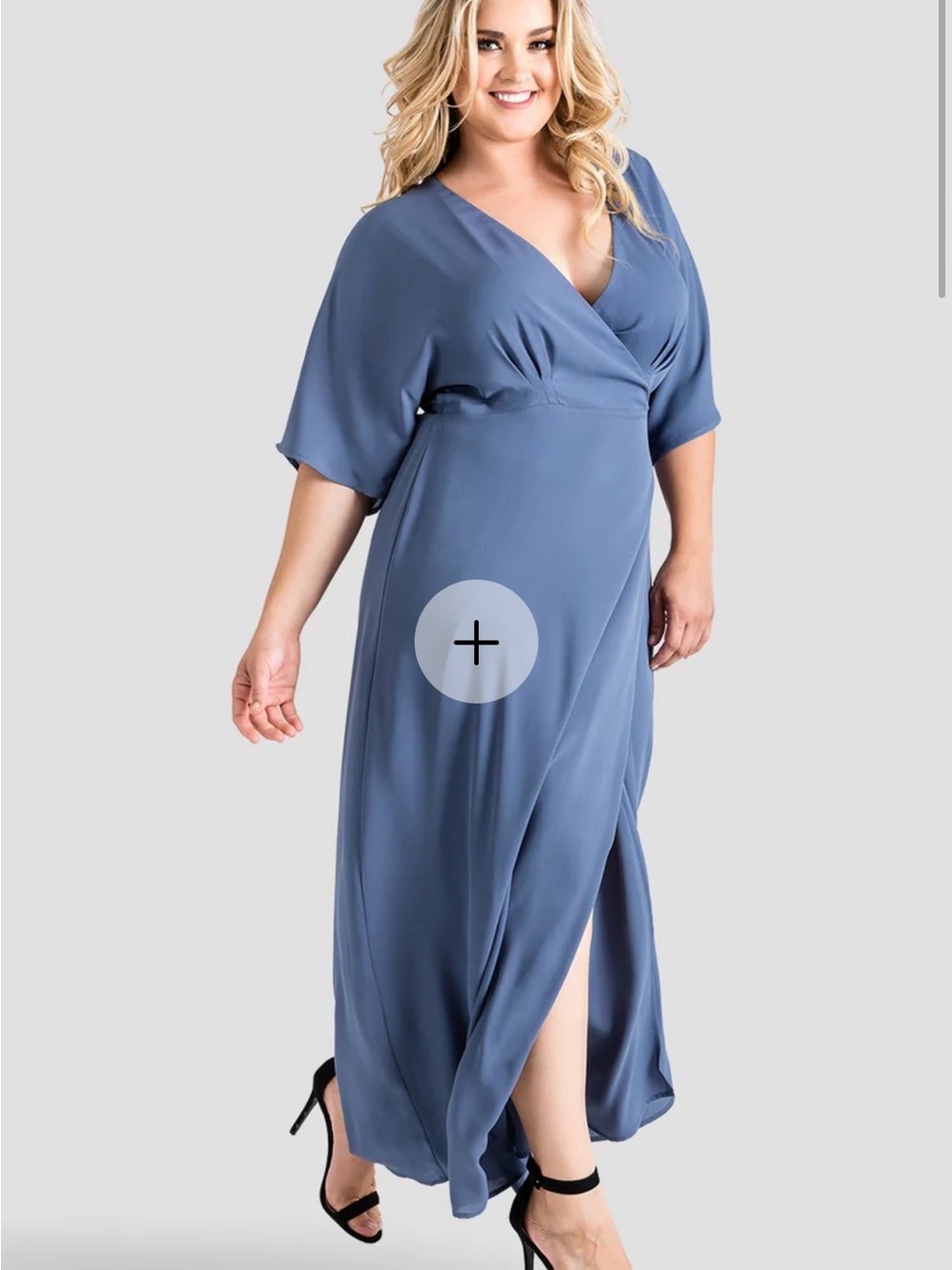 Blue Wrap Maxi Dress with Side Tie